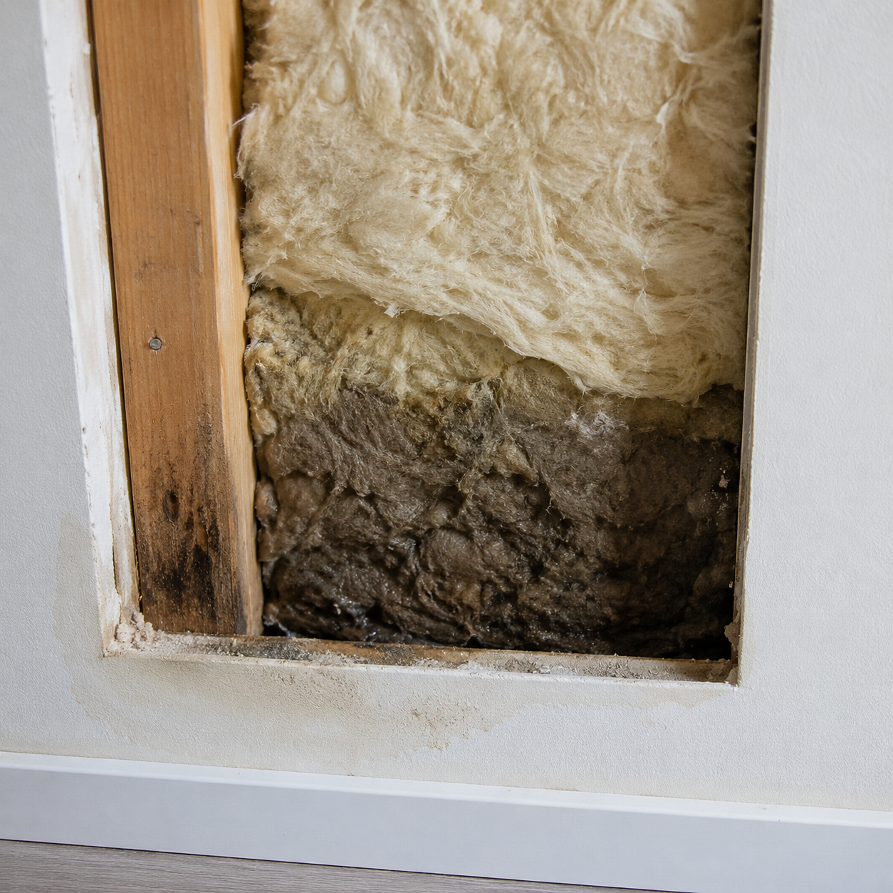 Isolant humide et compacté perdant une partie de ses performances thermiques